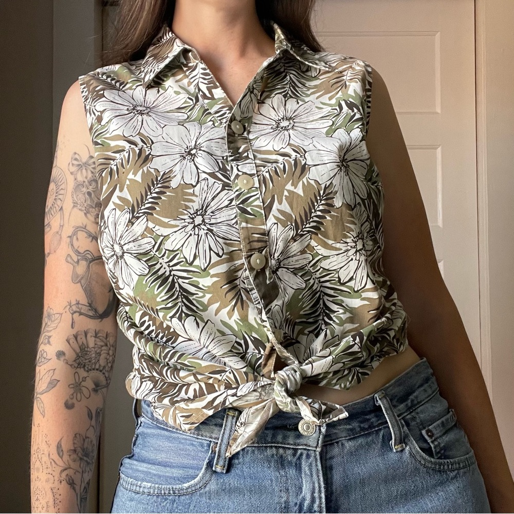 Vintage Tropical Sleeveless Top